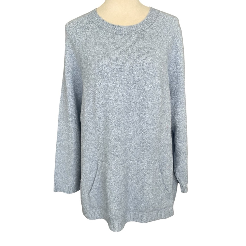 Pure Jill Cotton Wool Blend Sweater Women‎ Size XL Blue Textured Gauzy Preppy